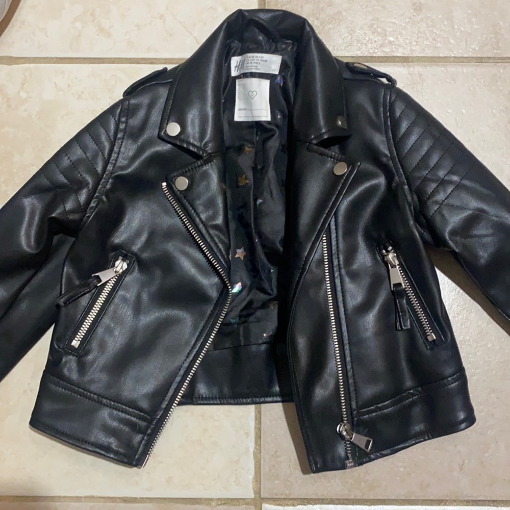 Toddler girl leather jacket